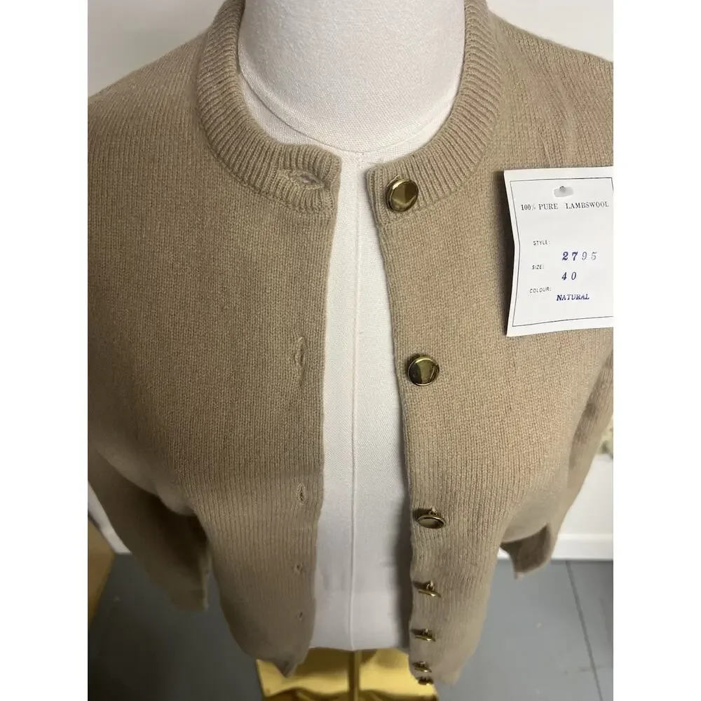 Archie Brown & Son 100% Lambswool Women’s Cardigan Camel Gold Sweater Size 40 - Picture 2 of 16